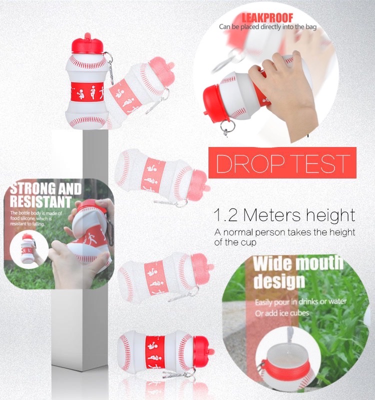 Collapsible Water Bottle | Cute Water Bottle | Foldable Trendy Water Bottle | Baseball Edition | - Image 6