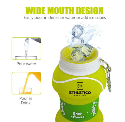 tennis ball water bottle wide mouth design